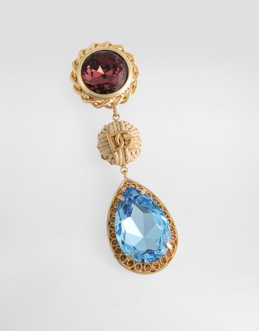 Náušnice Dolce & Gabbana Dolce & Gabbana Raffia and Crystal Drop Earrings Vínová | WER6R5W111187579, 2