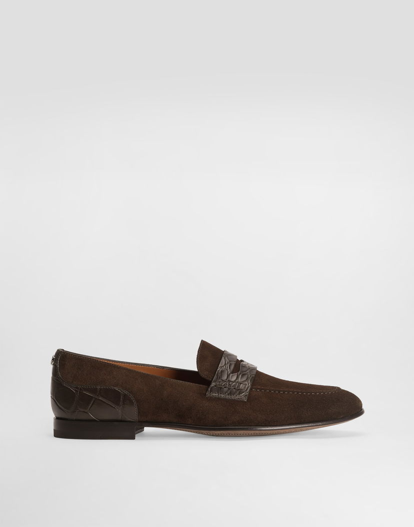 Tenisky a topánky Dolce & Gabbana Split Calfskin Alligator Driver Loafers Hnedá | A50717A2E228M157