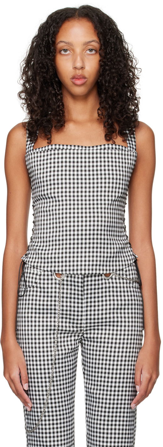 Tielko Miaou Miaou Vallois Gingham Corset Top Čierna | 7061GINOND
