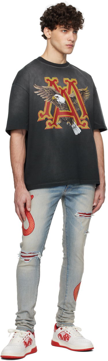 Džínsy AMIRI Snake Embroidered Slim Jeans Modrá | AMDNSY1115, 3