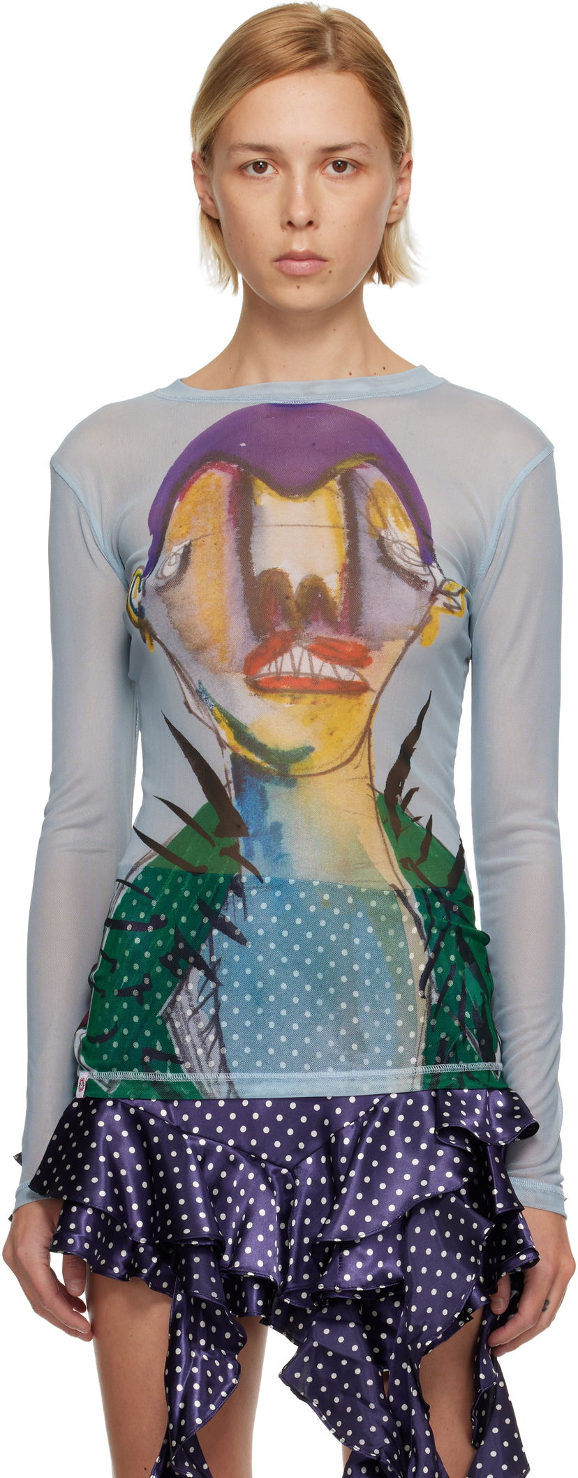 Tričko Charles Jeffrey Loverboy Charles Jeffrey LOVERBOY Powermesh Long Sleeve Graphic Print T-Shirt Rôznofarebný | 52080201