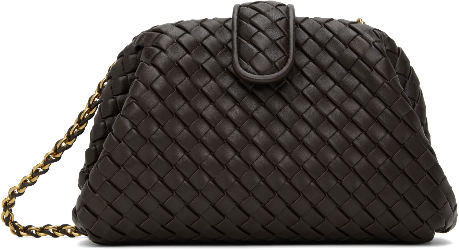 Kabelka Bottega Veneta Mini Chain Intrecciato Leather Shoulder Bag Hnedá | 804038 V4P61, 0
