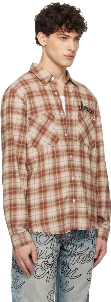 Košeľa AMIRI Amiri Shotgun Distressed Flannel Shirt Hnedá | AMSTFL1009, 1