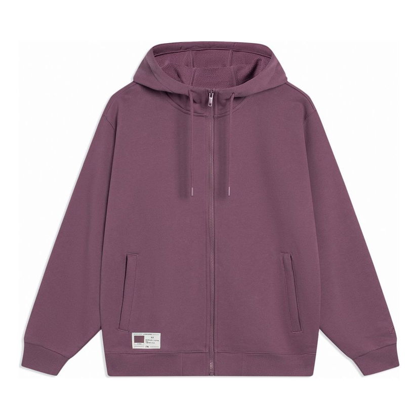 Mikina Li-Ning Label Logo Fleece Hoodie Fialová | AWDT071-8