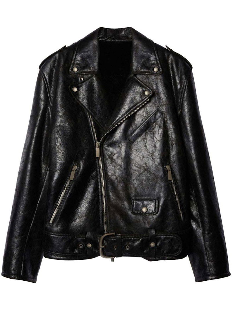Bomber bunda Off-White Crinkled Leather Biker Jacket Čierna | OMJL004F23LEA0011000