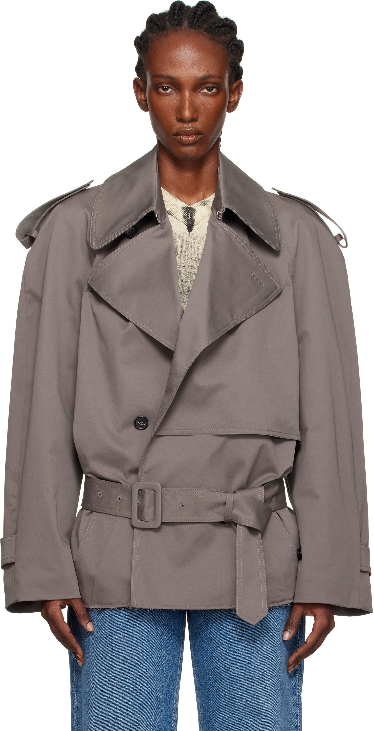 Trenčkot Maison Margiela MM6 Maison Margiela Cotton Twill Sportsjacket Trench Coat Šedá | S62AN0154 S54452, 0