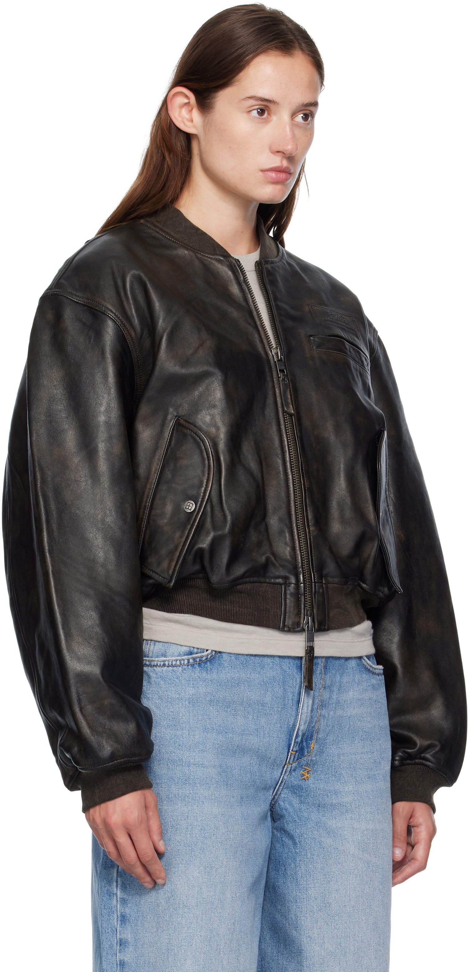 Bomber bunda Ksubi Ksubi Alpha Crop Leather Bomber Jacket Čierna | WFA25JK009, 1