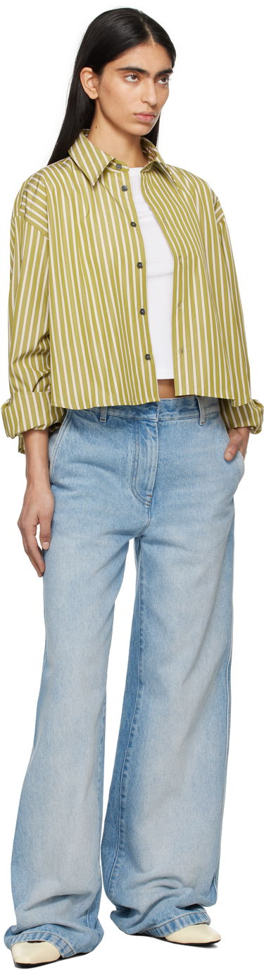 Košeľa AMI AMI Paris Cropped Oversized Striped Shirt Zelené | USH121.CO0108, 3
