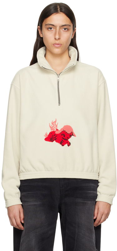 Mikina We11done Pony Fleece Half-Zip Sweatshirt Biela | WD-TS3-23-893-U-WH, 0
