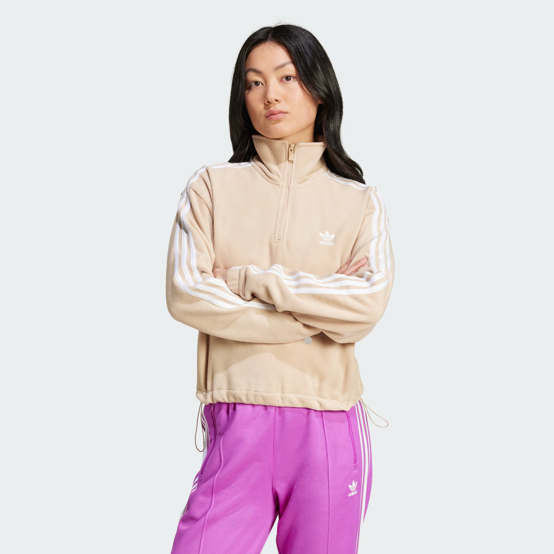 Mikina adidas Performance Fleece Half Zip Loose Sweatshirt Béžová | IY7267, 0