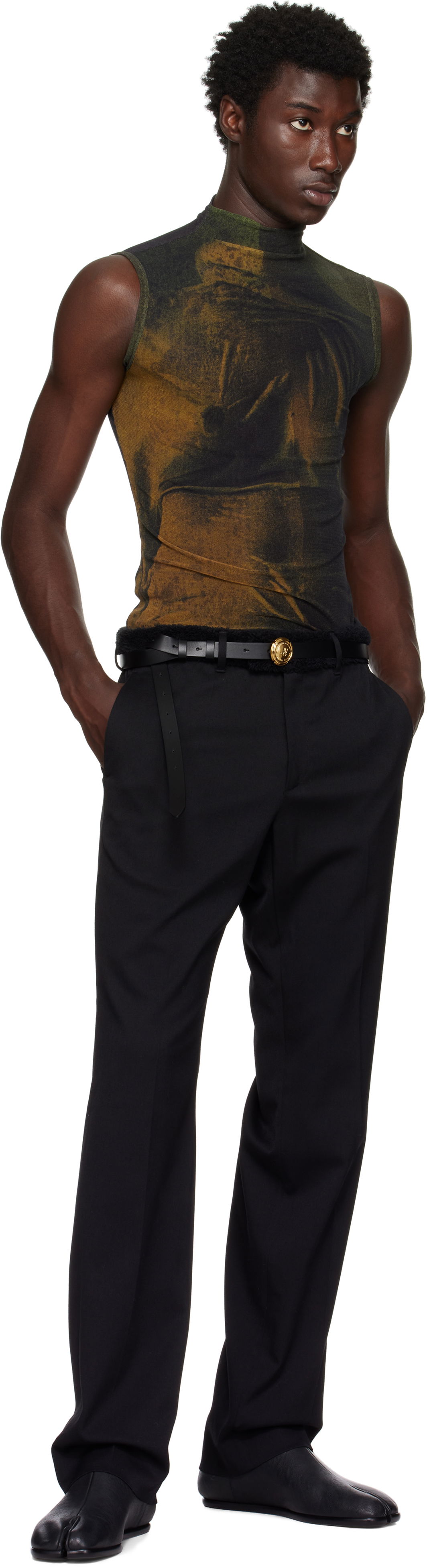 Opasok Jean Paul Gaultier Jean Paul Gaultier Leather Belt with Gold Buckle Čierna | 25/03-W-AC007-L037-00, 1