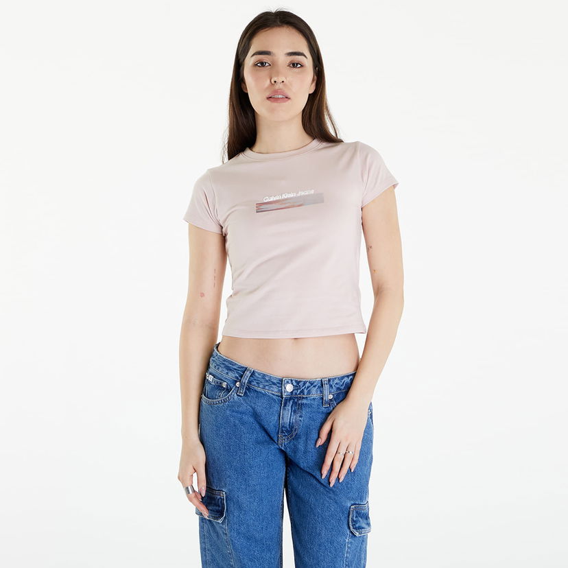 Tričko CALVIN KLEIN Diffused Box Fitted Short Sleeve Tee Ružová | J20J223167 TF6