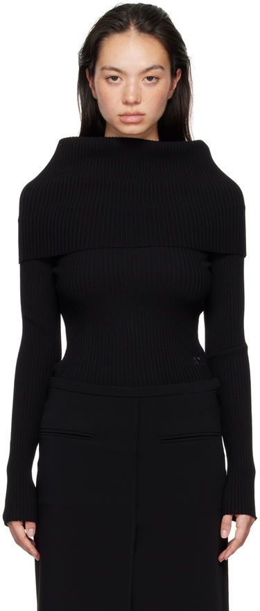 Sveter Courrèges Courrèges Women's Fitted Off Shoulder Sweater Čierna | 324MPU189FI0001, 0