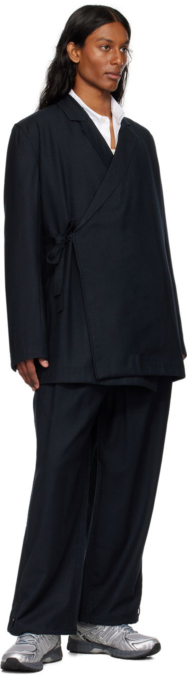 Kabáty Maharishi Maharishi Asymmetrical Kimono Wool Blazer Navy | 6057, 3