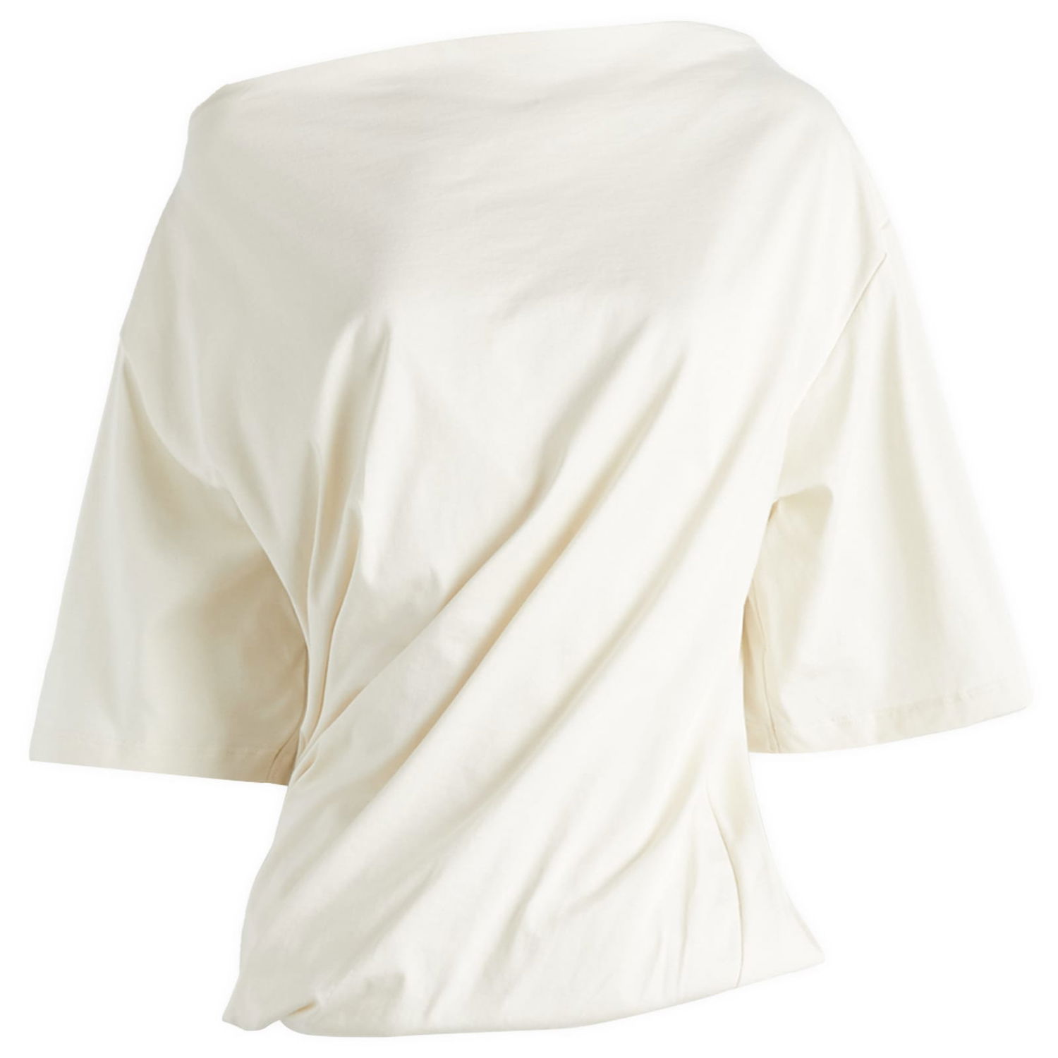 Tričko Baserange Baserange Turn Draped Off-The-Shoulder T-Shirt, Size Large Biela | TOTUS-RC-SP25-Undyed, 1
