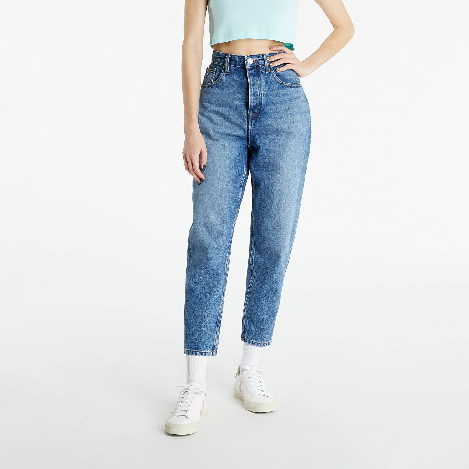 Džínsy Tommy Hilfiger Mom Ultra High Rise Tapared Jeans Modrá | DW0DW09599 1A5, 0