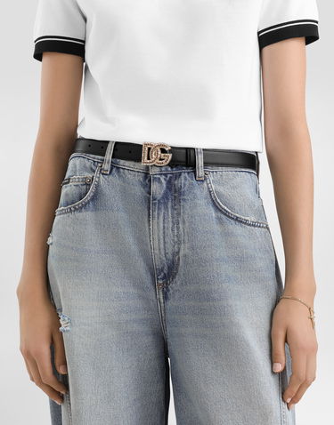 Opasok Dolce & Gabbana Calfskin Belt With Dg Logo 65 Čierna | BE1682AW57680999, 1