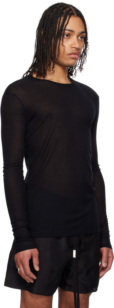 Sveter Ann Demeulemeester Ann Demeulemeester Greg Slim Fit Long Sleeve T-Shirt Čierna | 2510-M-JTS12-FA570-099, 1