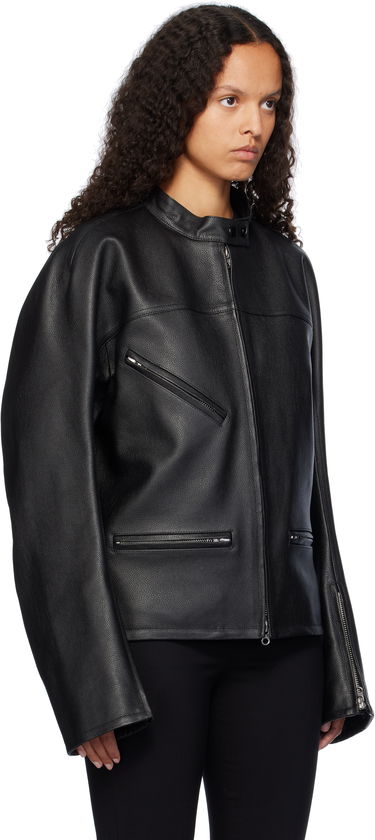 Bunda Courrèges Racer Buckle Leather Jacket Čierna | 324LBL205CV0016, 1
