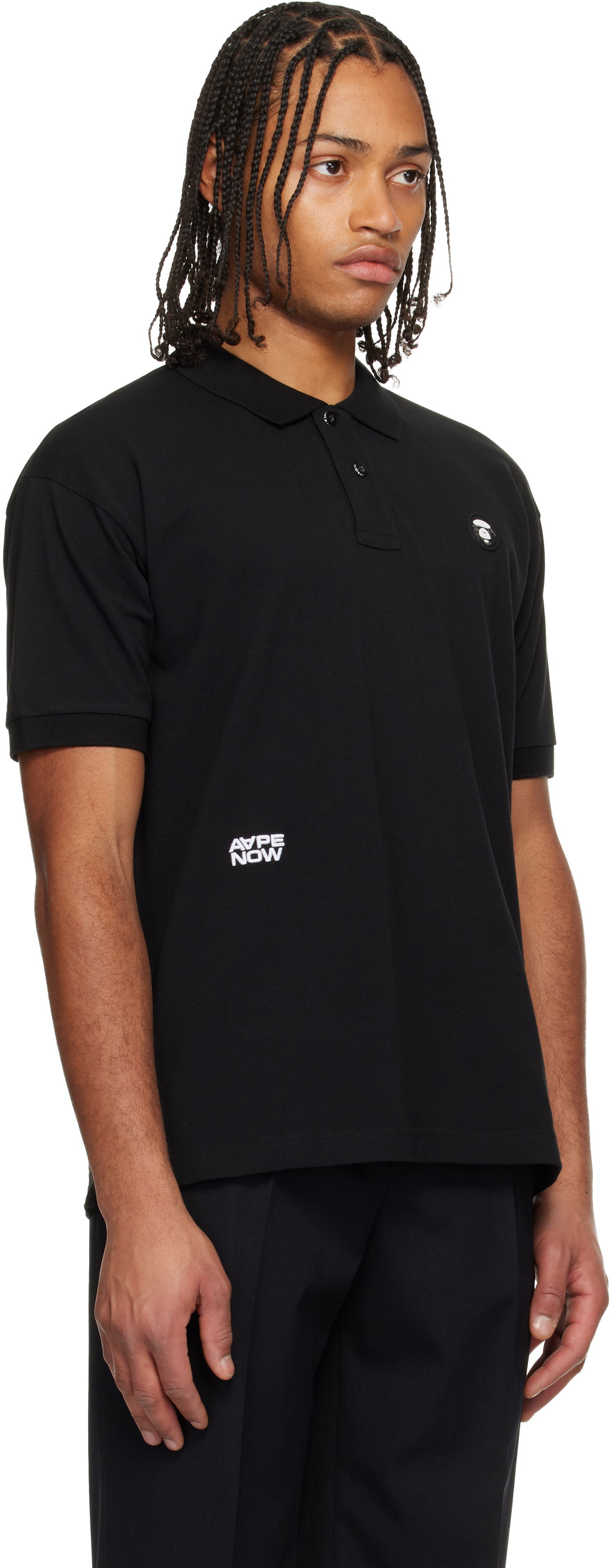 Polo tričko AAPE by A Bathing Ape 'AAPENOW' Moonface Logo Short-Sleeve Pique Polo Čierna | AAPPOM1609XXNBKX, 1