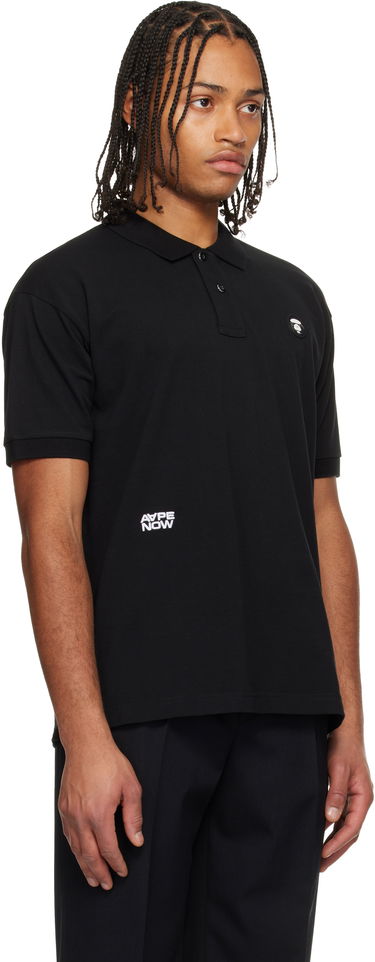 Polo tričko AAPE by A Bathing Ape 'AAPENOW' Moonface Logo Short-Sleeve Pique Polo Čierna | AAPPOM1609XXNBKX, 1