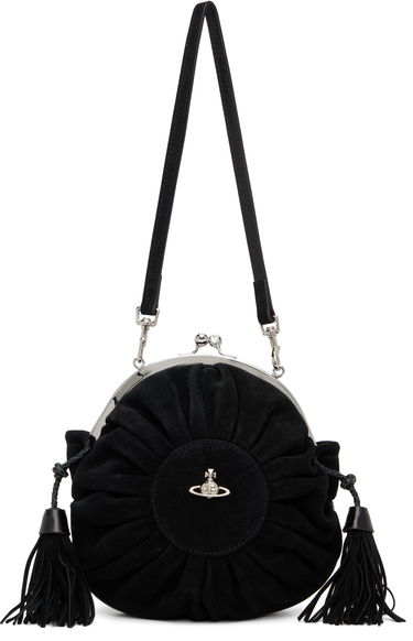 Taška cez rameno Vivienne Westwood Rosie Suede Gathered Frame Bag with Tassels Čierna | 4B01000SW-L007E-, 0