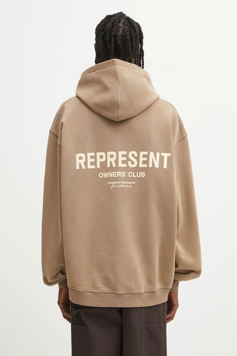 Mikina Represent Clo Represent Owners' Club Hoodie with Print Béžová | OCM41113.16