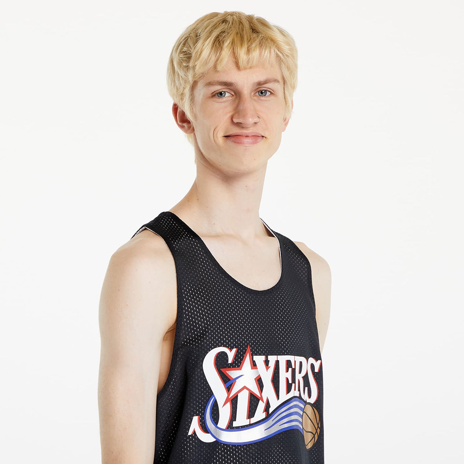 Dres Mitchell & Ness NBA Reversible Mesh Practice Tank Vintage Logo Philadelphia 76Ers Black Čierna | TMTK6913-P76YYPPPBLCK, 1