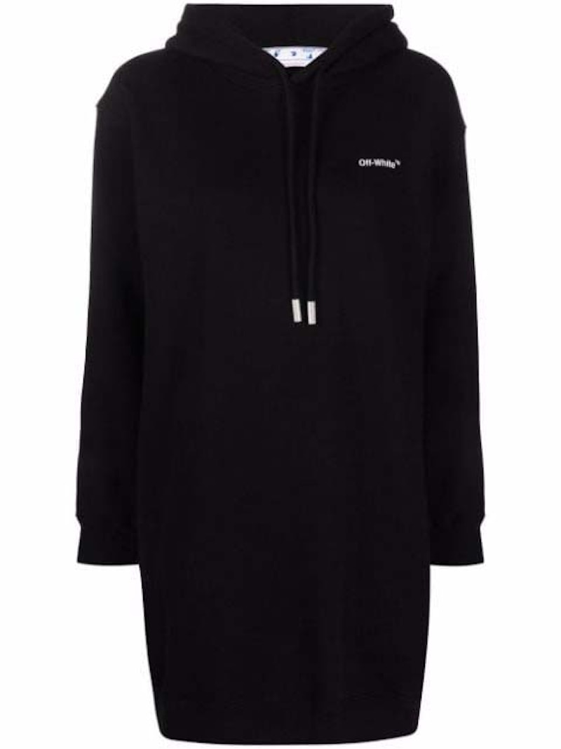 Diag Hoodie Sweatshirt Dress Black/White