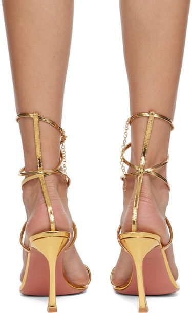 Doplnky Amina Muaddi Amina Muaddi Henson Thong Lace Up Heeled Sandals Metalická | HENSON THONG LACE UP SR MI, 1