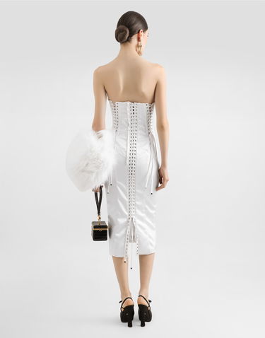 Šaty Dolce & Gabbana Dolce & Gabbana Strapless Satin Corset Dress Biela | F6TSETFURADW0800, 2