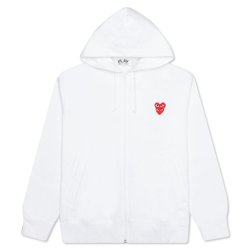 Mikina Comme des Garçons Stacked Heart Zip Hoodie Biela | AZ-T293-051-2, 0