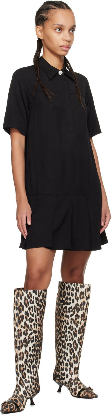 Šaty GANNI GANNI Viscose Twill Mini Dress Čierna | W0083, 3