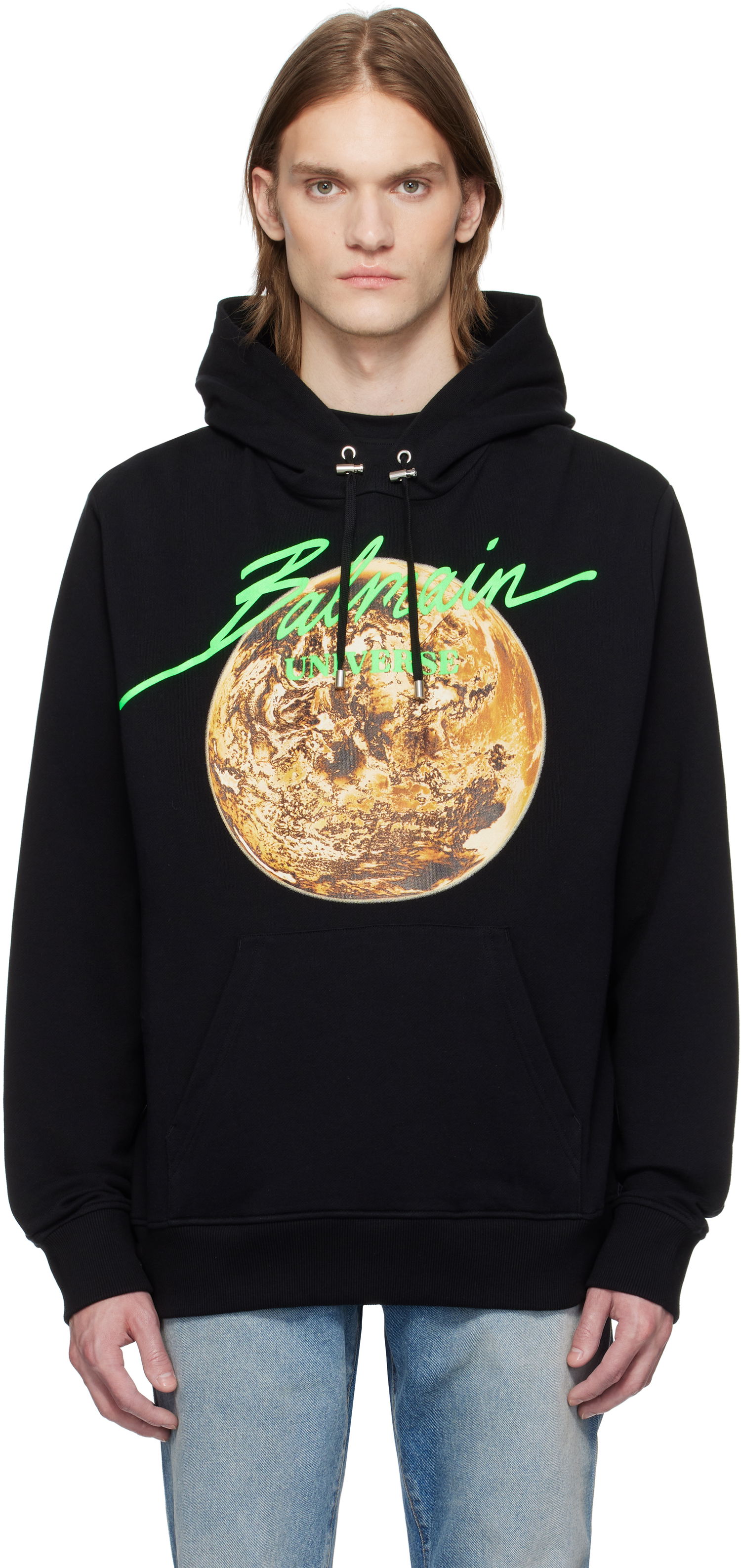 Mikina Balmain Balmain Universe Logo and Planet Print Hoodie Čierna | EH0JT047GE78, 0