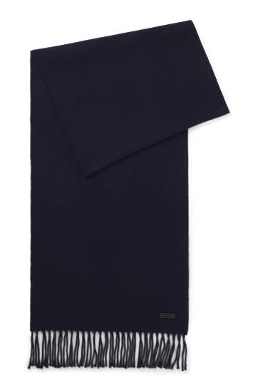 Šál BOSS Wool Scarf with Twisted Fringes Navy | 50517218, 0