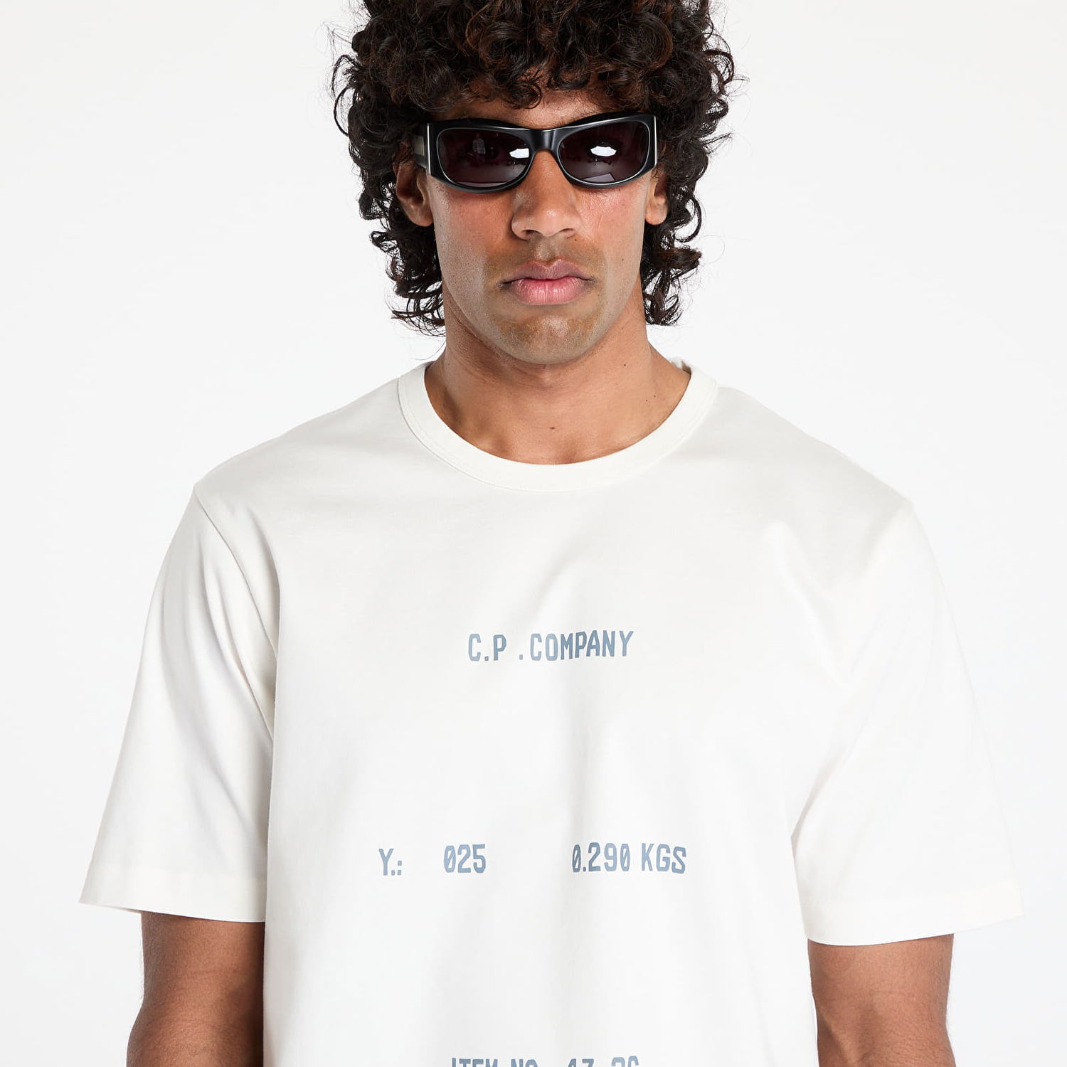 Tričko C.P. Company C.P. Company Mercerized Jersey Twisted Typographic Logo T-Shirt Biela | 18CMTS107A110301W-103, 1