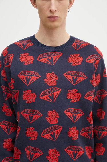 Sveter BILLIONAIRE BOYS CLUB Diamonds & Dollars Knitted Jumper Modrá | B24223, 3