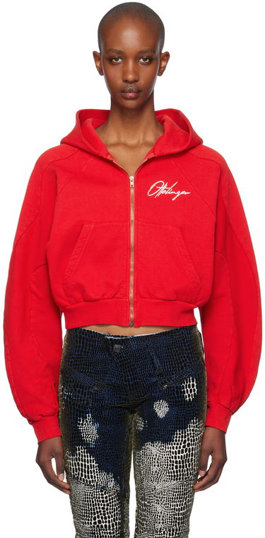 Mikina Ottolinger Ottolinger Multiline Zip Cropped Hoodie Červená | 1150202621, 0