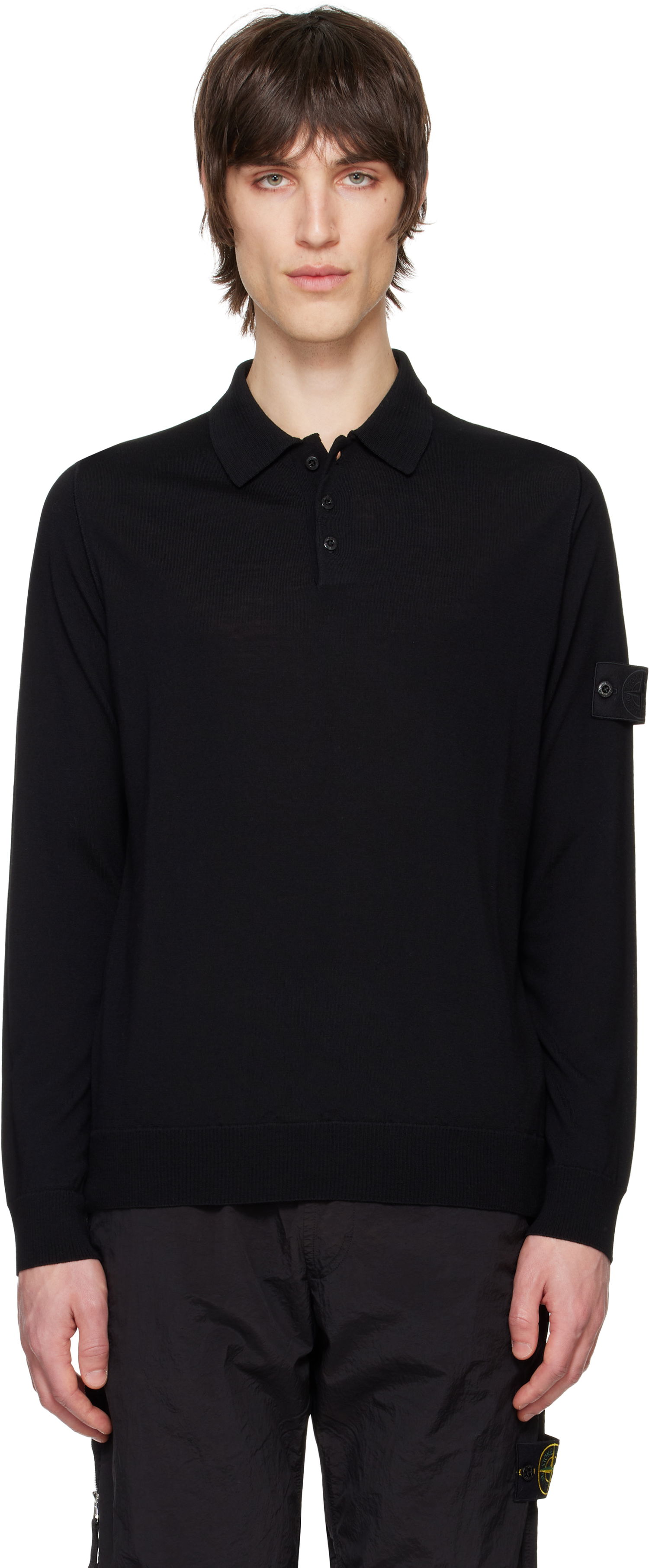 Sveter Stone Island Stone Island Pure Wool Long Sleeve Polo Čierna | K1S15 5100071 S00FC, 0