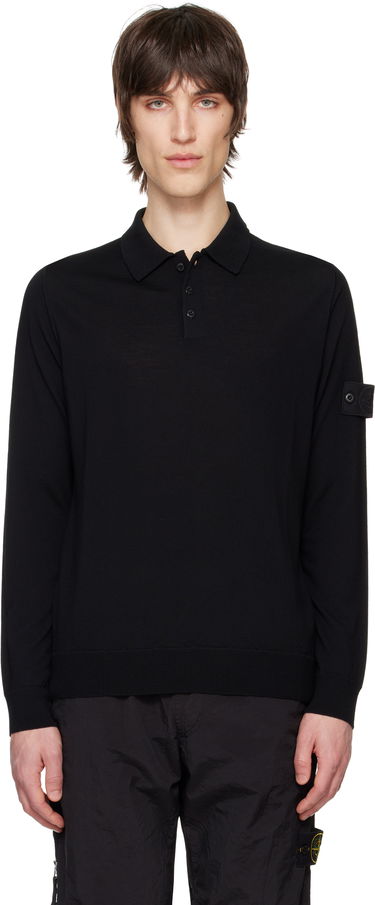 Sveter Stone Island Stone Island Pure Wool Long Sleeve Polo Čierna | K1S15 5100071 S00FC, 0