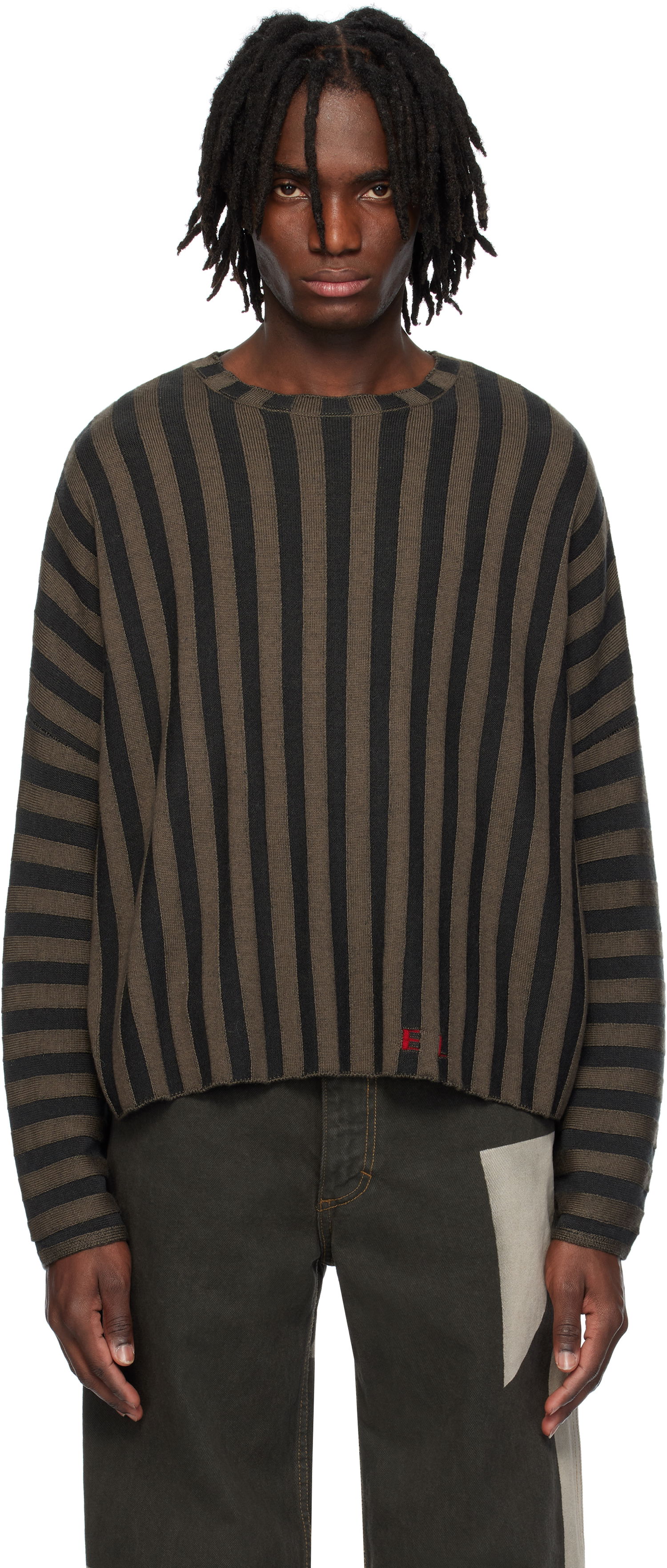 Sveter Eckhaus Latta Eckhaus Latta Striped Knit Sweater Hnedá | 8026-EL-PS25-B - BOG, 0