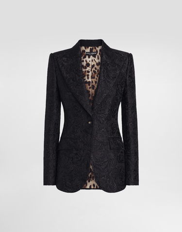 Bunda Dolce & Gabbana Dolce & Gabbana Turlington Single-Breasted Floral Jacquard Jacket Čierna | F29UCTGDCSSN0000, 0