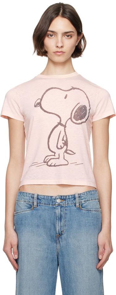 Crop Top RE/DONE Re/Done Classic Snoopy Cropped T-Shirt Ružová | 792-02WCGT319, 0