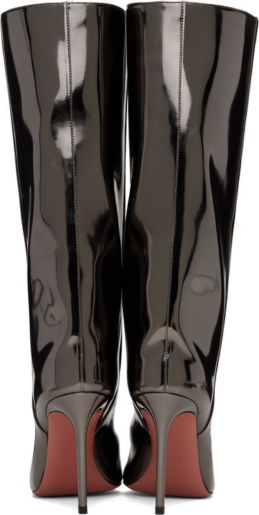 Tenisky a topánky Amina Muaddi Fiona 95 Metallic Leather Tall Boots Čierna | FIONA BOOT 95, 1