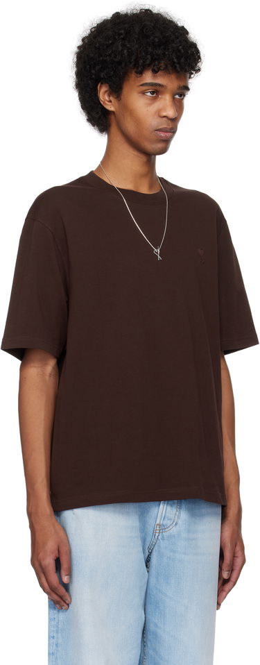 Tričko AMI AMI Paris Cotton Tonal Ami de Coeur T-Shirt Hnedá | UTS074.726, 1
