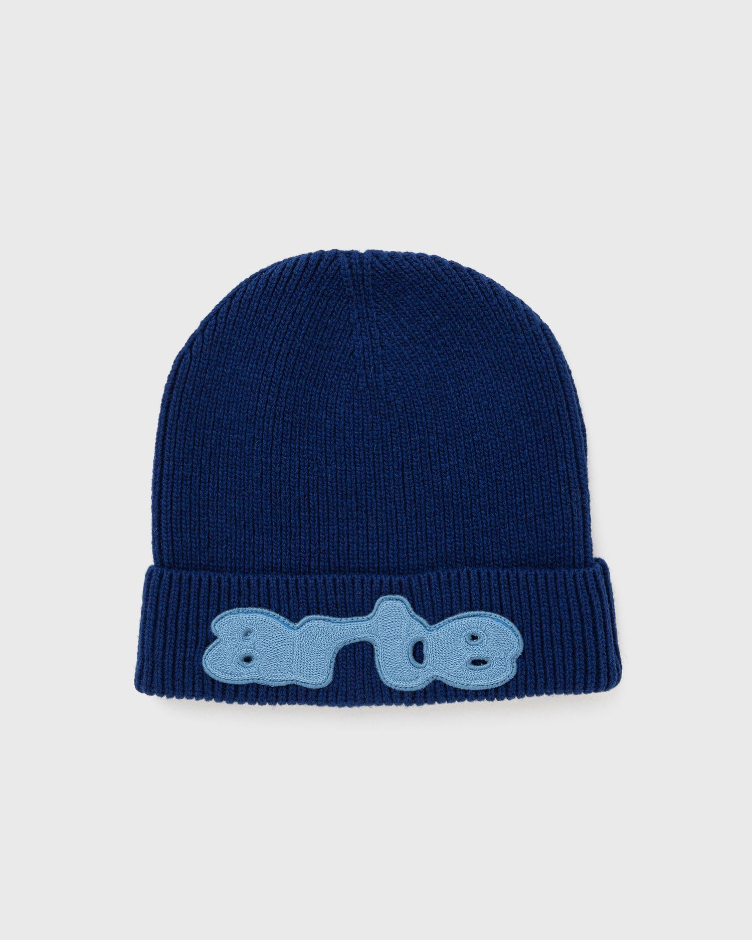Kulicha Arte Antwerp Blue Ribbed Knit Beanie with Front Patch Navy | AW24-169BN-NAVY, 0