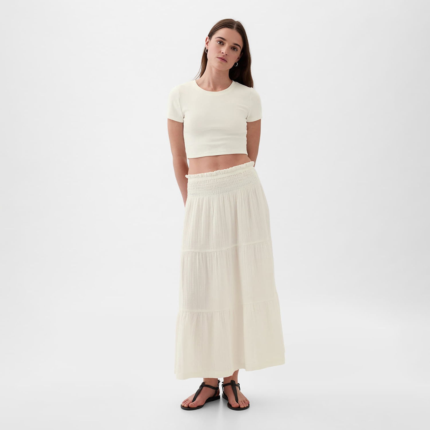 Sukňa GAP Skirt Pull On Gauze Maxi Skirt New Off White Béžová | 857496-02, 1