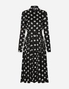 Charmeuse Calf-Length Dress With All-Over Print