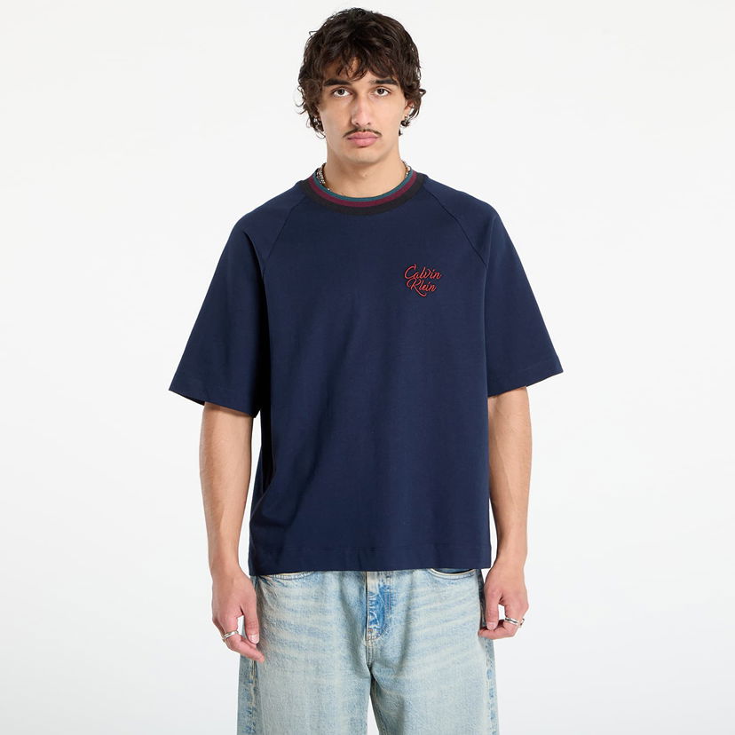 Tričko CALVIN KLEIN Calvin Klein Jeans Men's Tipped Neck T-Shirt Navy | LV04RD237G CEF