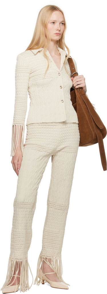Nohavice Nanushka Nanushka Miciel Fringe Knit Trousers Béžová | NW25SSPA27105, 3